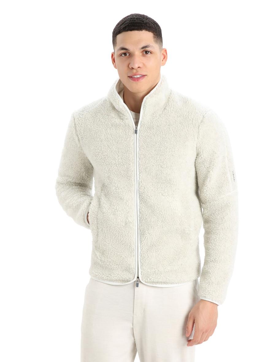 Sweat À Capuche Icebreaker RealFleece™ Merino High Pile Long Sleeve Zip Homme Blanche | FR 1248HAPK